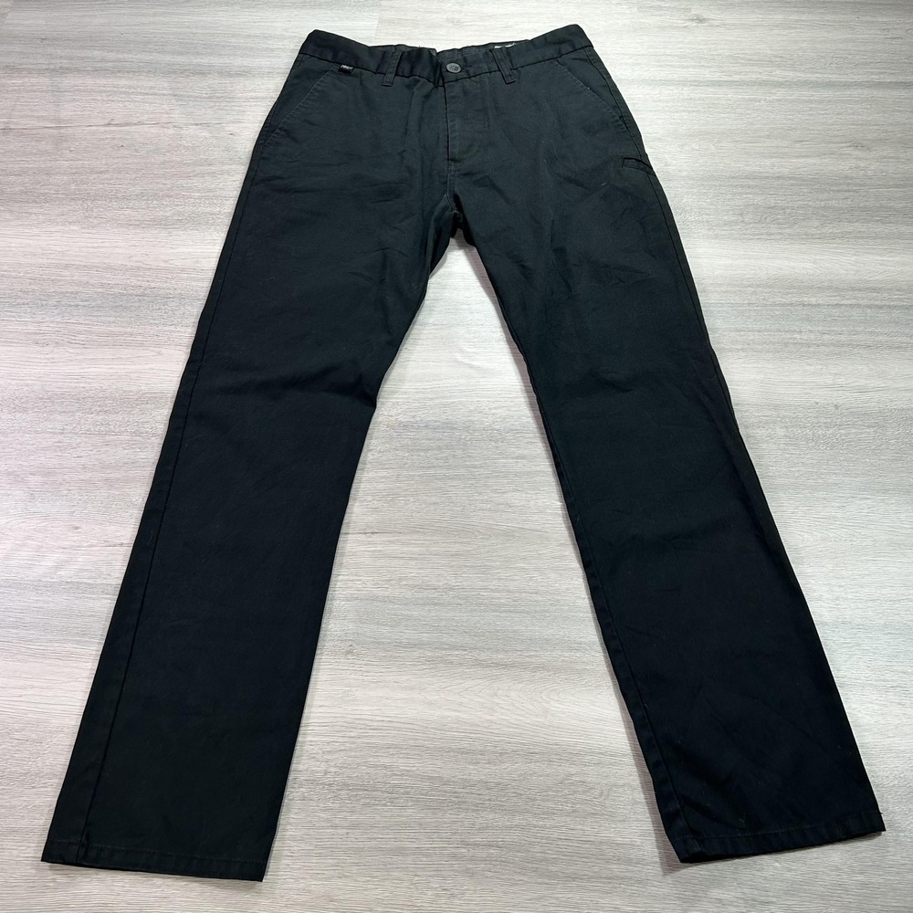 Fox Throttle Pants Mens 30x32 Black Chino Regular Tapered Flat Front Casual